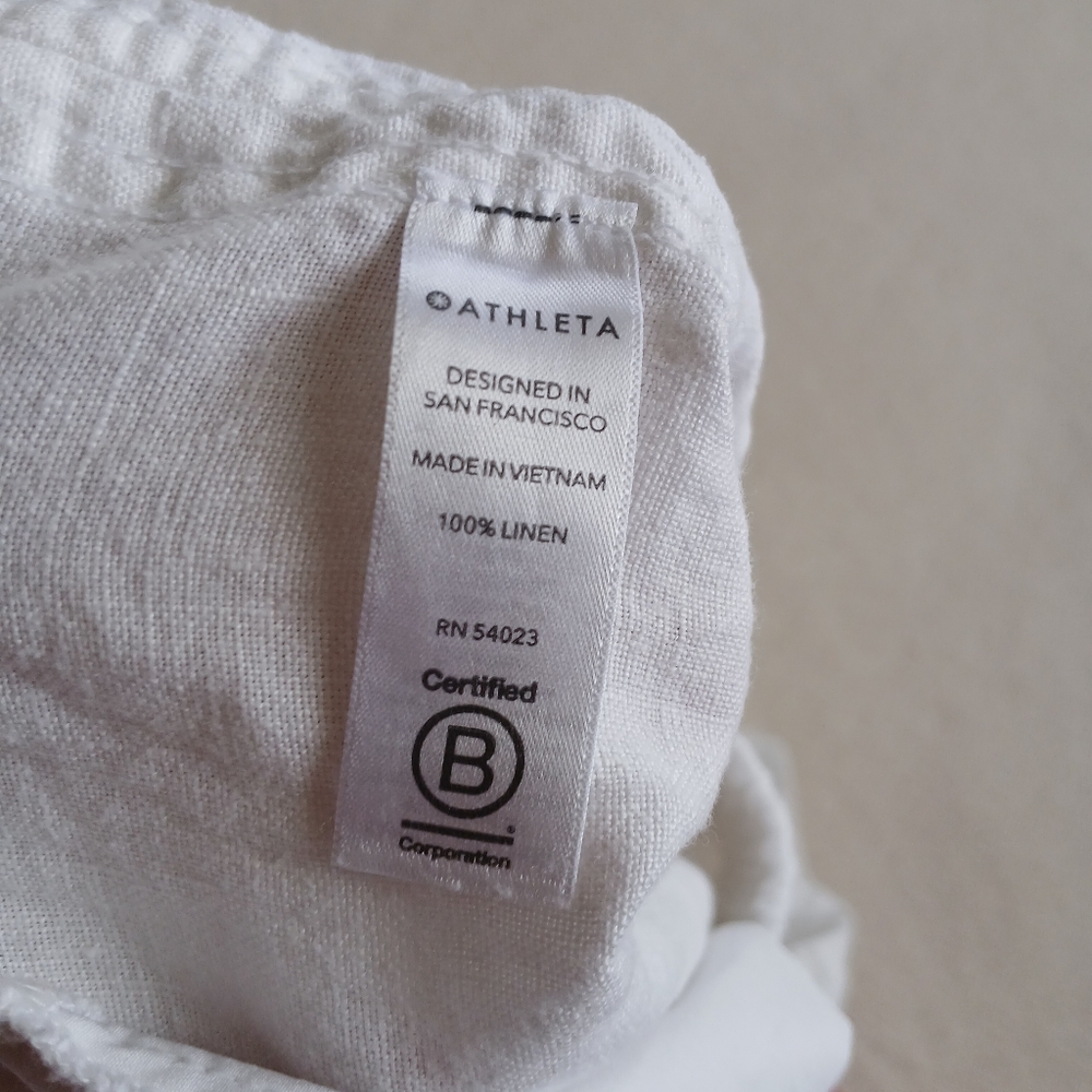 Athleta Cabo White Linen Joggers - Size 6 - Picture 8 of 9